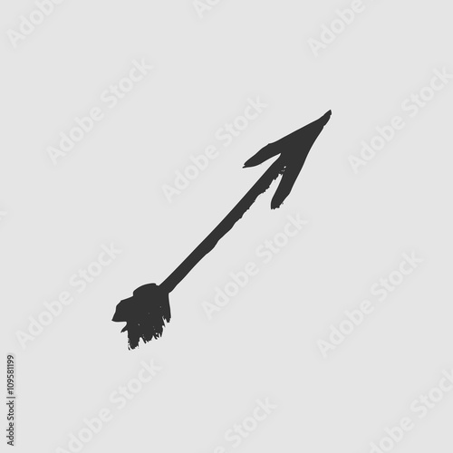 Painted black arrow displayed on the upper right corner. Vector art.