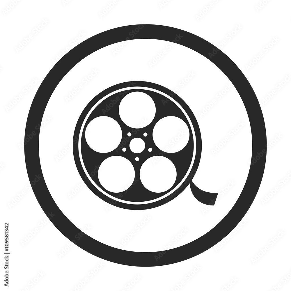 Film reel sign simple icon on background