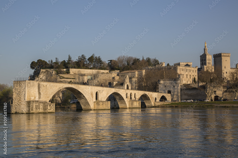 St Benezet Bridge and Cathedral; Avignon