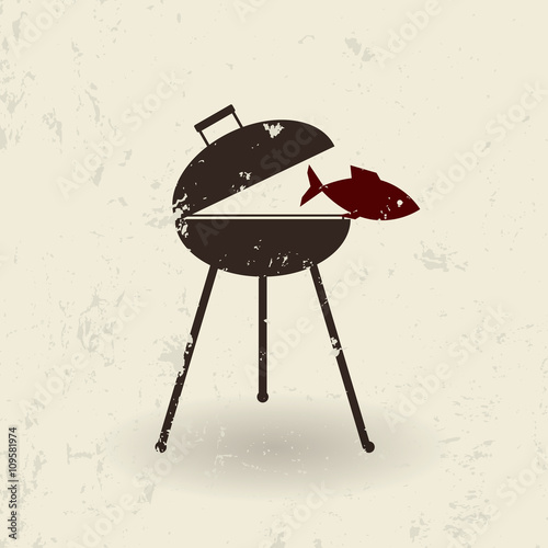 barbecue with fish icon