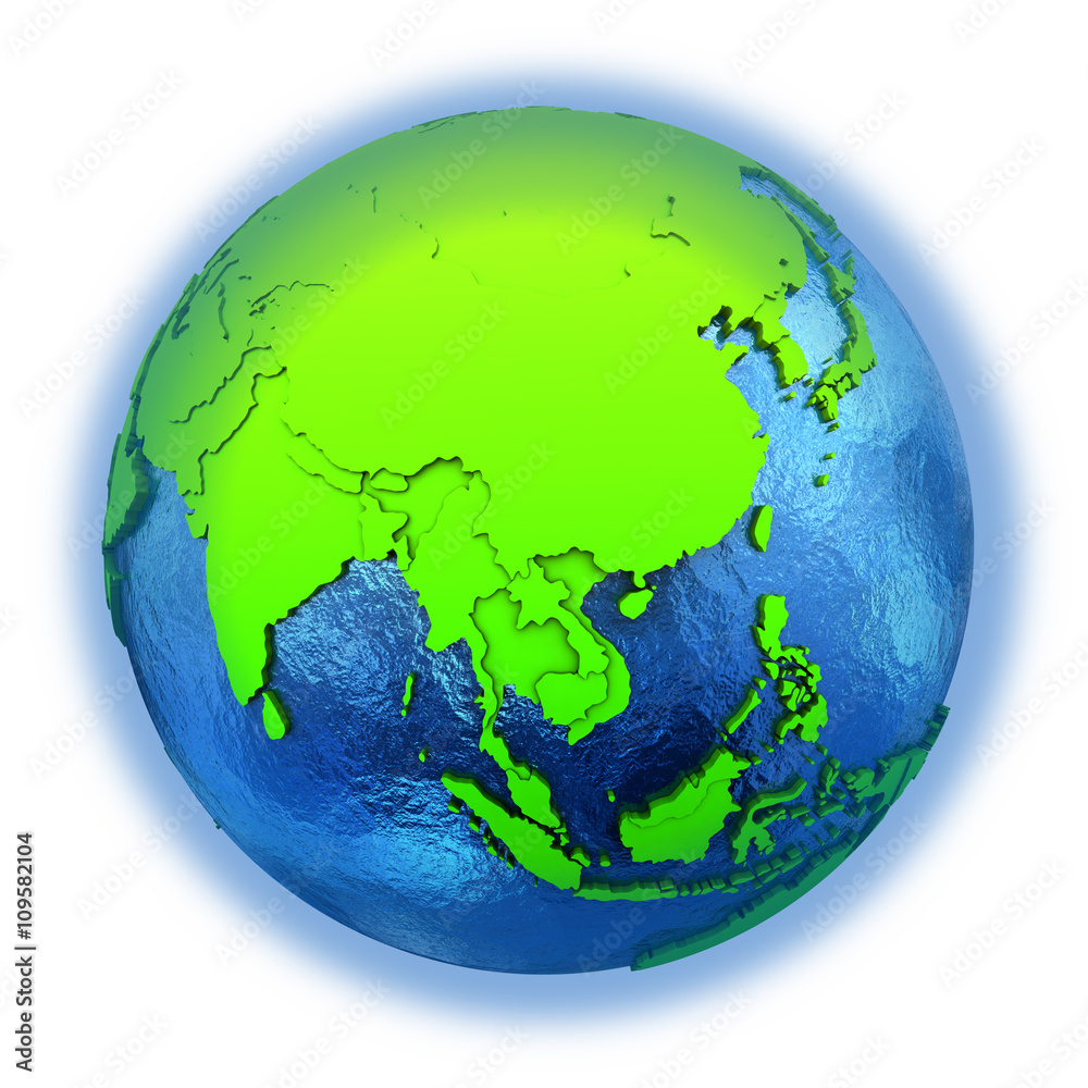 Southeast Asia on green Earth