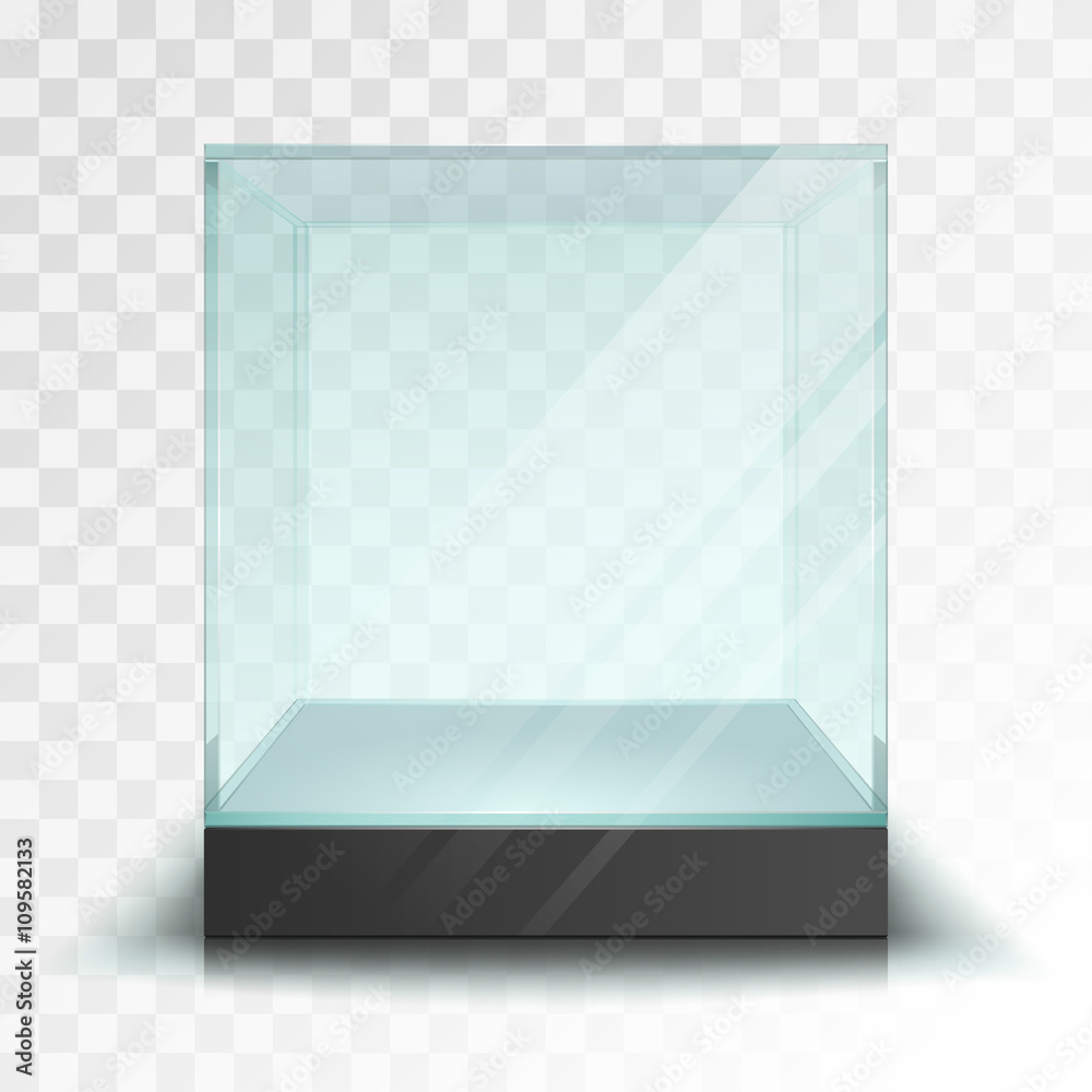 Fototapeta premium Empty transparent glass cube