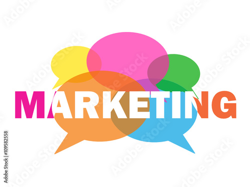 MARKETING multicoloured vector icon with speech bubbles