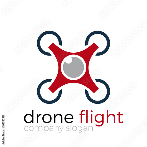 Abstract drone quadrocopter, vector icon