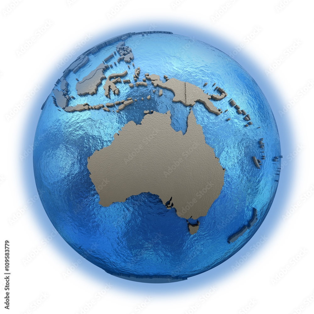 Australia on model of planet Earth