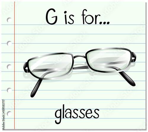 Flashcard letter G is for glasses