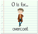 Flashcard letter O is for overcoat
