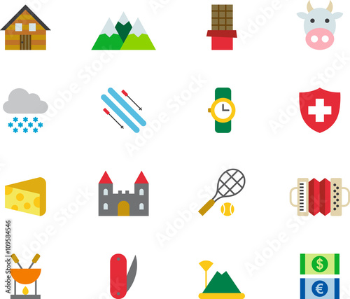SWITZERLAND colored flat icons