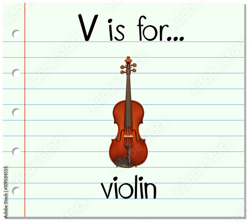 Flashcard letter V is for violin