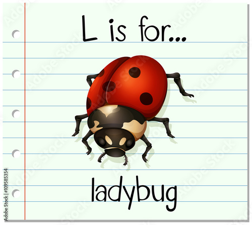 Flashcard letter L is for ladybug