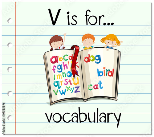 Flashcard letter V is for vocabulary