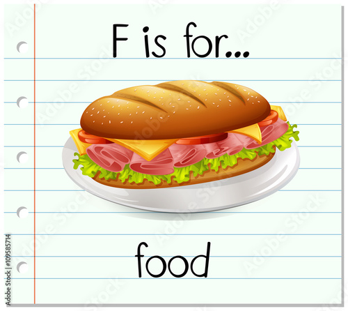 Flashcard letter F is for food