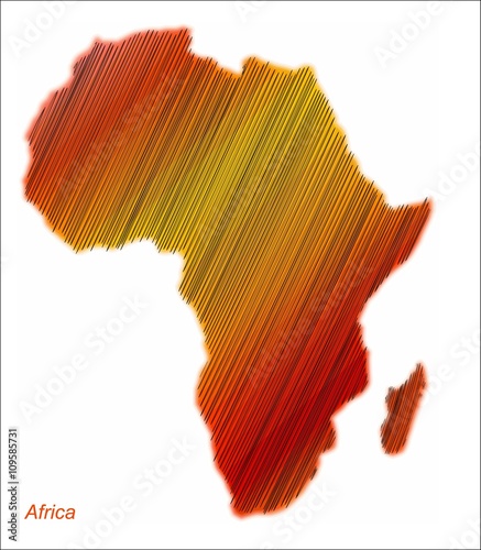 Vector Africa continent hatched and colored