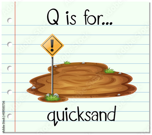Flashcard letter Q is for quicksand