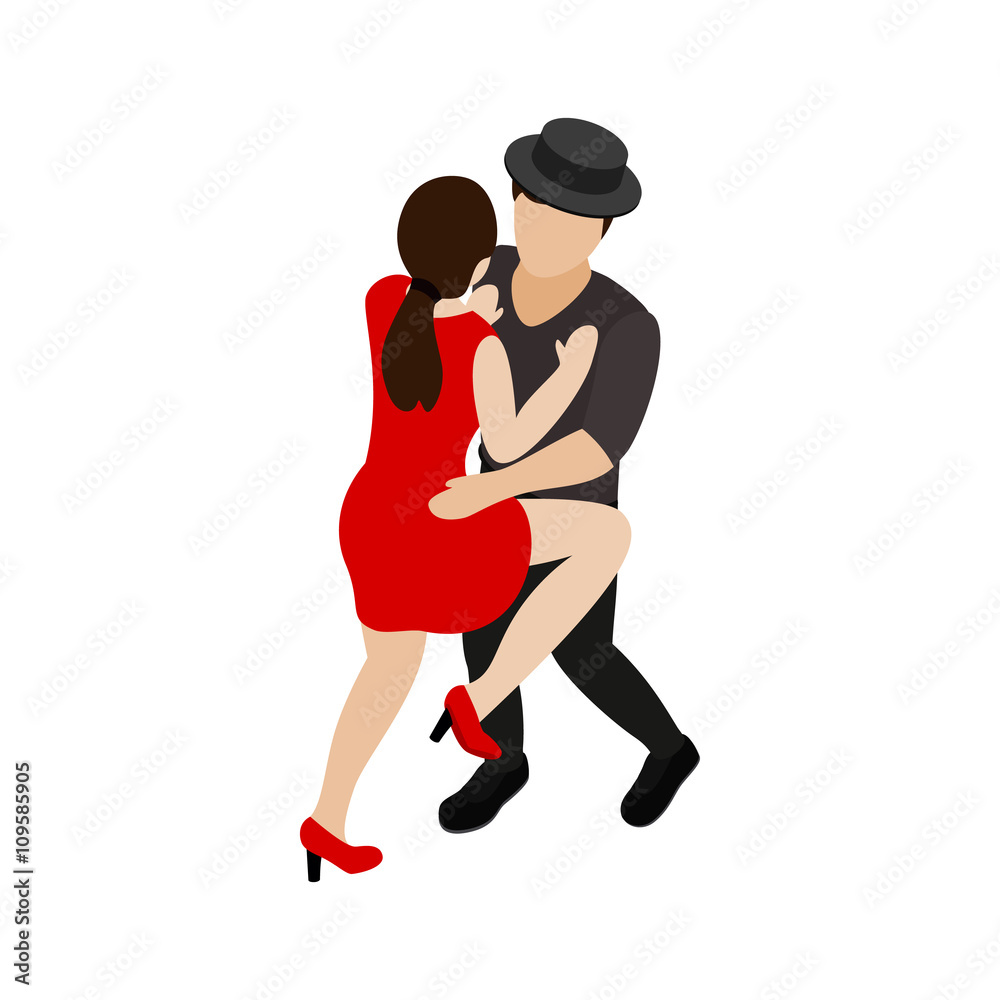 Tango dancers icon, isometric 3d style
