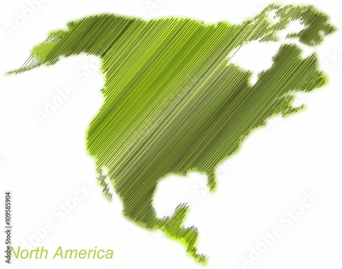 Vector North America continent hatched and colored