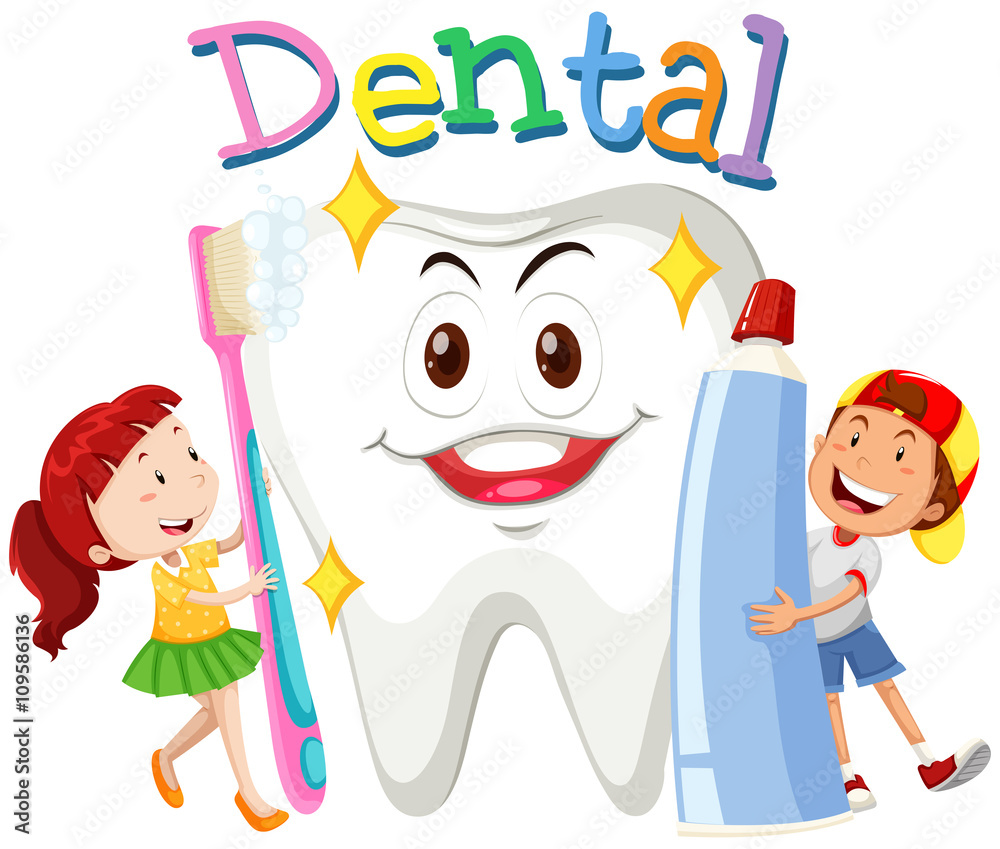 Children with toothbrush and toothpaste Children with toothbrush and toothpaste