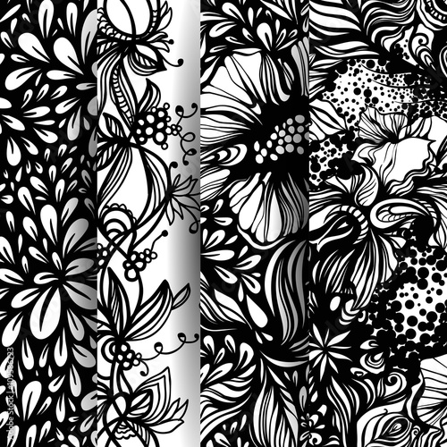 Wallpaper Mural Set of fantasy abstract floral patterns. Torontodigital.ca