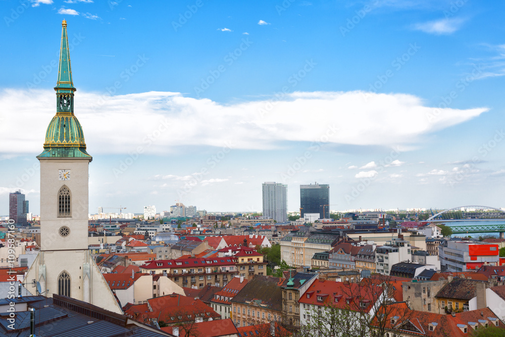 View of Bratislava and the church of St. Martin, Slovakia