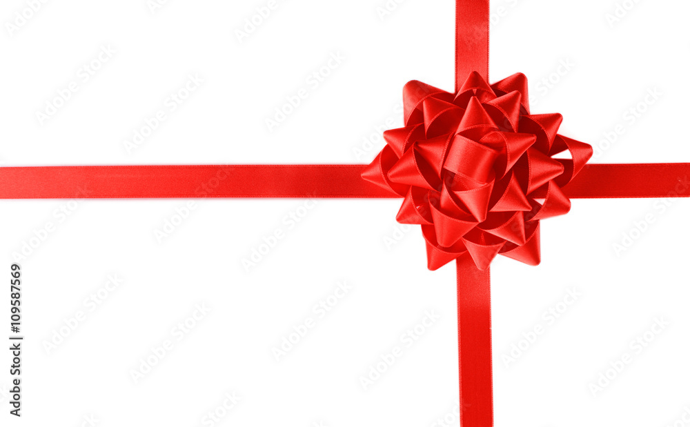 Red bow with crossed ribbon isolated on white background Red bow with crossed ribbon isolated on white background