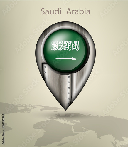 map marker steel with glare and shadows saudi arabia