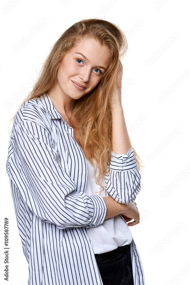 Portrait of young cheerful smiling woman Portrait of young cheerful smiling woman