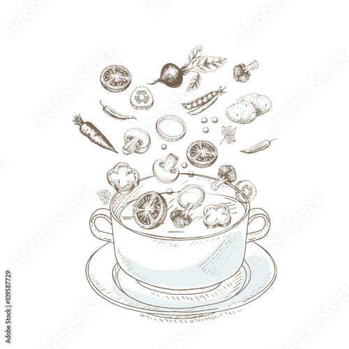 Sketch vegetable soup 