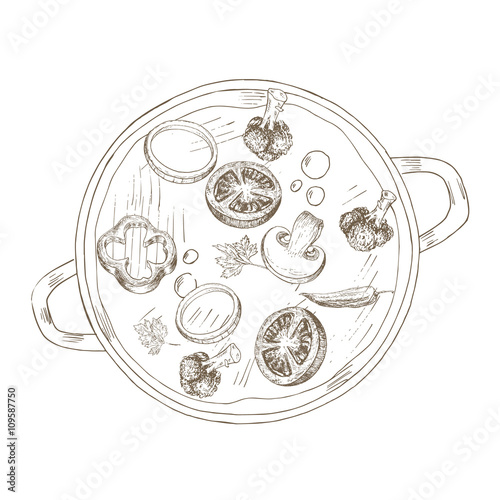 Sketch vegetable soup 