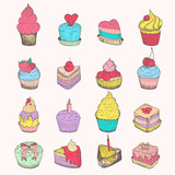 Set of vector small cakes