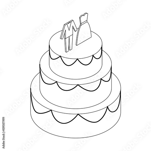 Wedding cake  icon, isometric 3d style