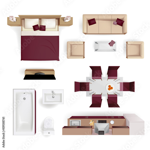 Interior Elements Top View Realistic Image