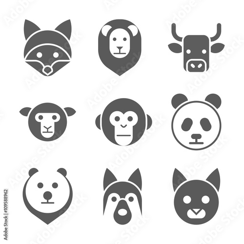 Photography Animal face set. Vector illustration