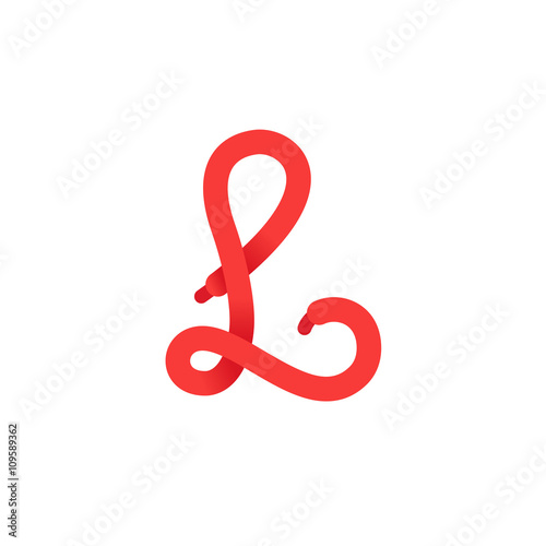 L letter logo formed by shoe lace.