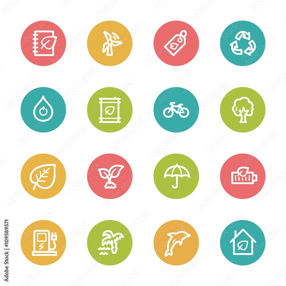 Green ecology web icons set Green ecology web icons set