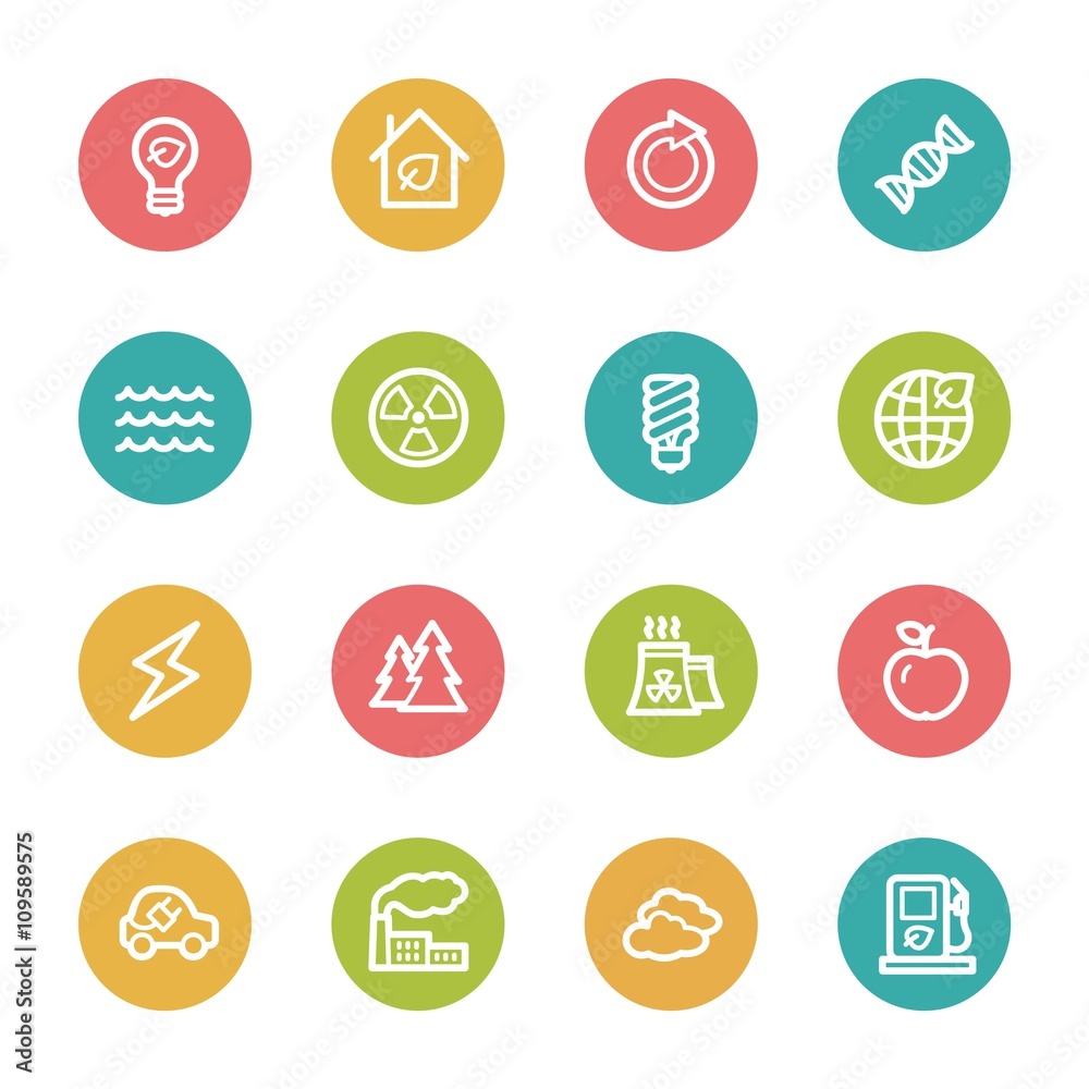 Green ecology web icons set Green ecology web icons set
