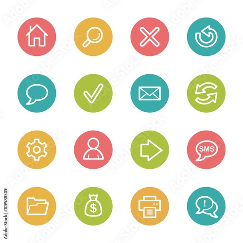 Web and internet, home and search, folder and print, arrows and