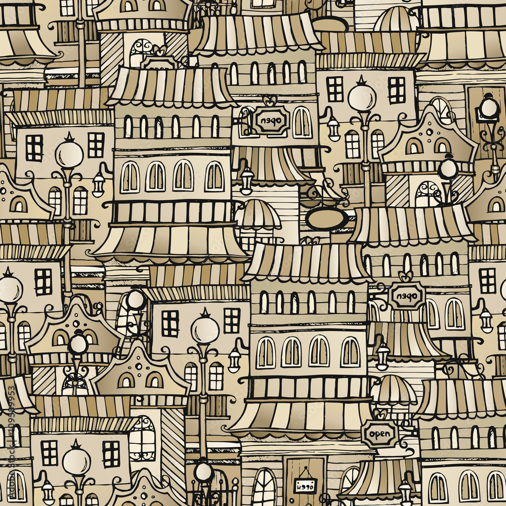 Obraz premium vintage houses seamless pattern