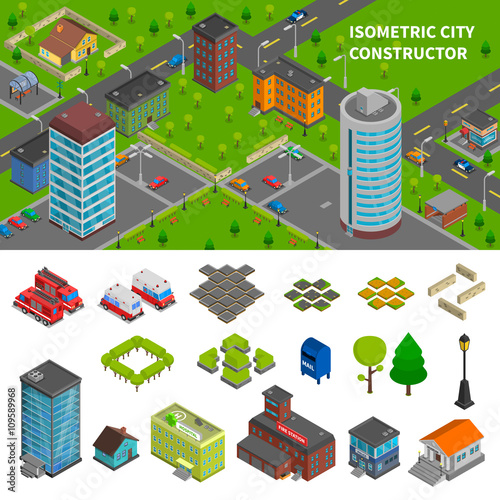 City Constructor Isometric Banners