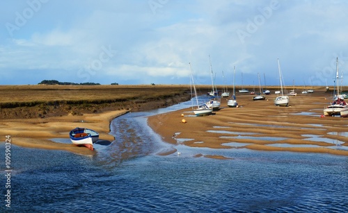 Boats at low tide on the North Norfolk coast.