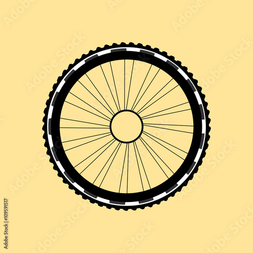 vector silhouette of a bicycle wheel with tyre and spokes