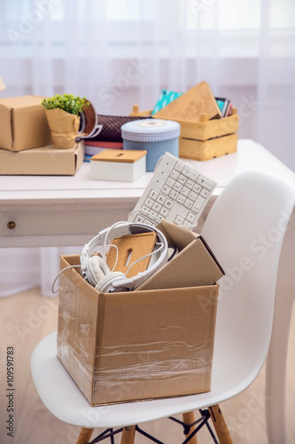 Cardboard boxes with things...
