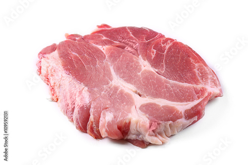 Piece of pork meat, isolated white