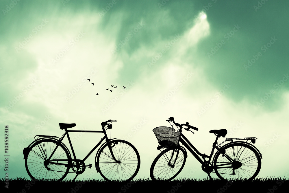 Fototapeta premium bicycles at sunset