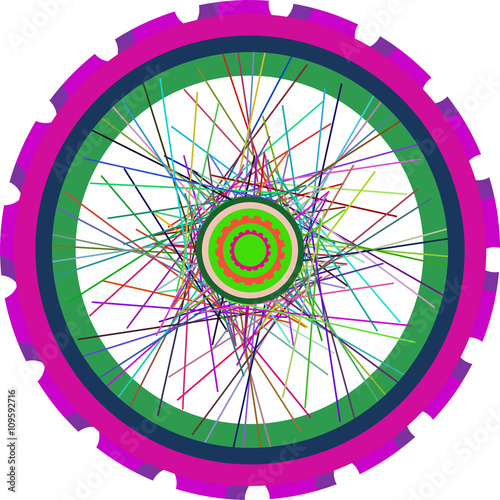 vector silhouette of a bicycle wheel with tyre and spokes isolated on white