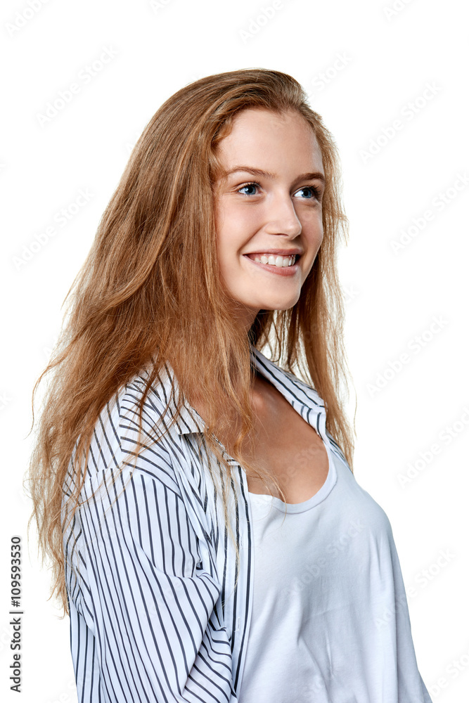 Portrait of young cheerful smiling woman Portrait of young cheerful smiling woman