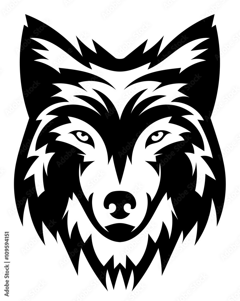 Fototapeta premium Vector wolf's head as a design element on isolated background