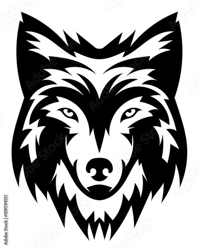 Vector wolf's head as a design element on isolated background