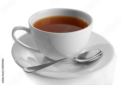 Porcelain cup of tea isolated on white background