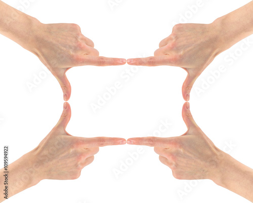 Rectangular frame of four hands