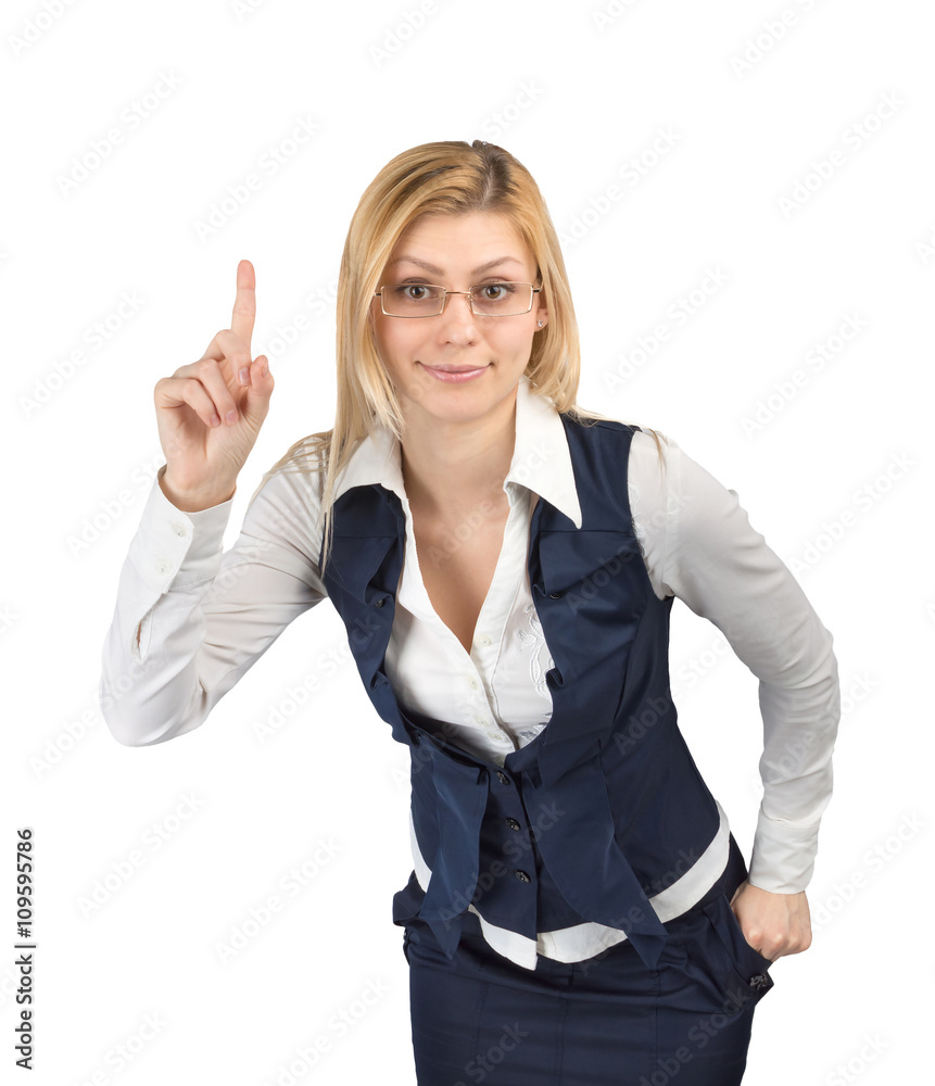 Business woman showing a gesture have an idea Business woman showing a gesture have an idea